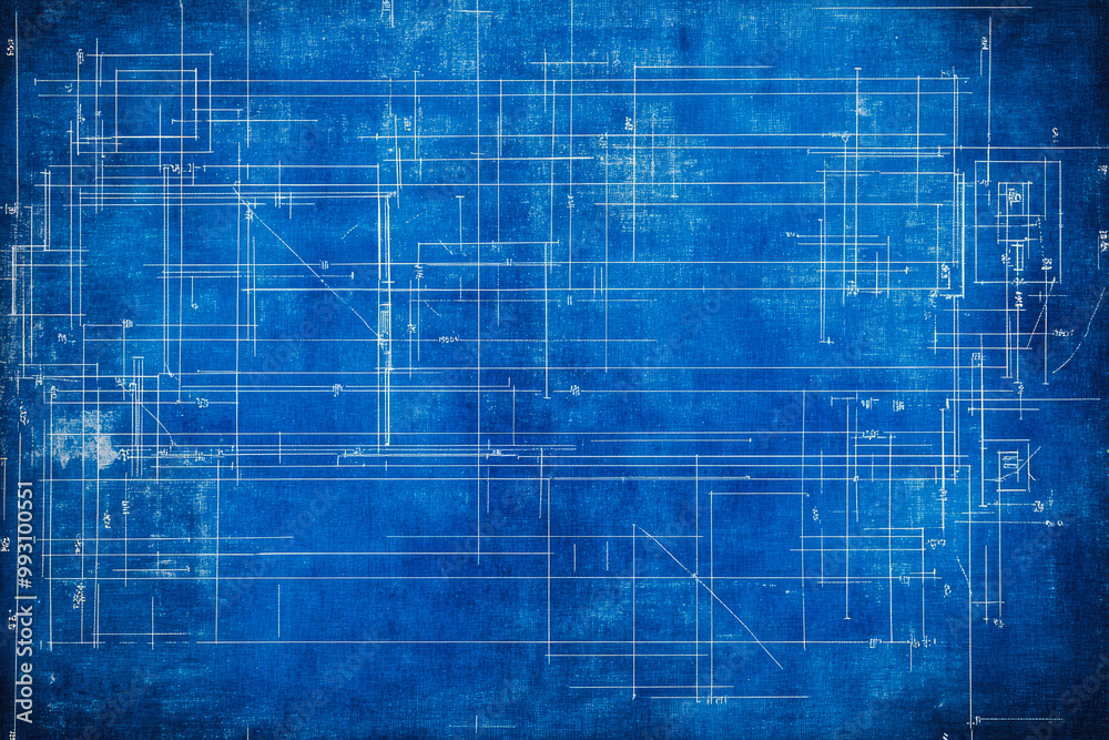 Wall mural a detailed abstract blueprint drawing with various lines and shapes, representing technical design a