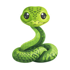 Fototapeta premium Illustration green snake isolated on transparent background. Generated AI