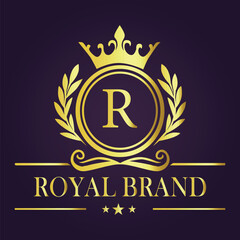 Fototapeta premium Letter R luxury gold logo concept