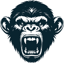 Angry Chimpanzee Silhouette Vector file. on white background