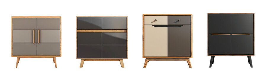 Modern cabinet set isolated on transparent or white background	