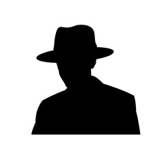 Vintage Man in Hat Silhouette Vector Illustration Transparent Background