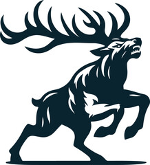 Obraz premium Angry Deer Silhouette Vector file. on white background