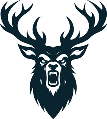 Angry Deer Silhouette Vector file. on white background