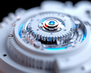 Mechanical gears with blue lighting effect