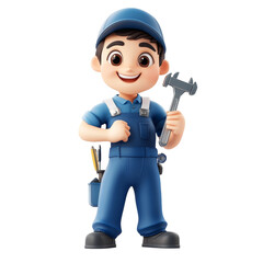 Cute 3D Cartoon Mechanic Character Design