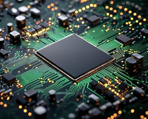 Energy-efficient chip with green circuits, sustainable tech, semiconductor technology, green technology
