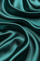 Fototapeta premium Abstract emerald dark green silky wavy smooth fabric material background. Vertical (2:3)