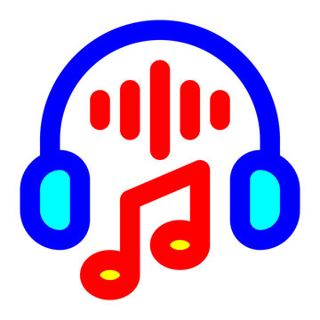 recommend clip art: headset, headphone, music, sound, listening, entertainment, device filled color outline