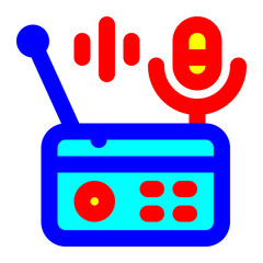 radio, fm radio, broadcast, entertainment, audio, electronic filled color outline