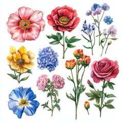 Watercolor Floral Set.