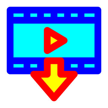 video downloader, video, downloading, download, downloader, movie, entertainment filled color outline