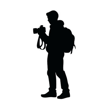 recommend clip art: Silhouette of Photographer Taking Photos Vector Illustration Transparent Background