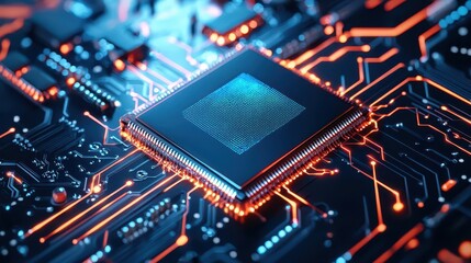 Next-gen microchip with embedded AI cores, future AI tech, semiconductor technology, AI hardware