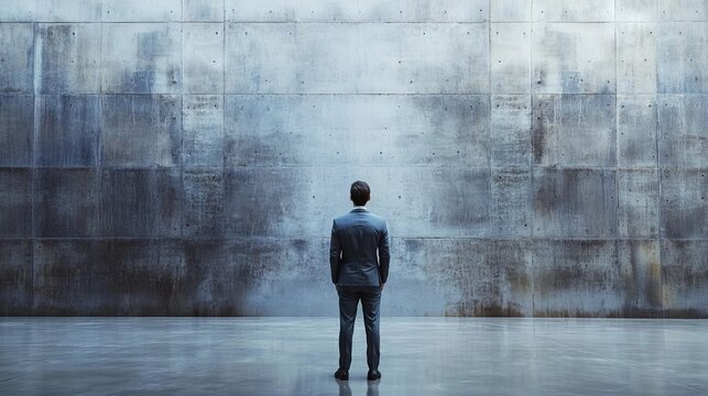 Overcoming challenges: a businessman at a crossroads.