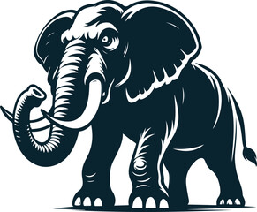 Angry Elephant Silhouette Vector file. on white background