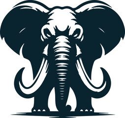 Angry Elephant Silhouette Vector file. on white background