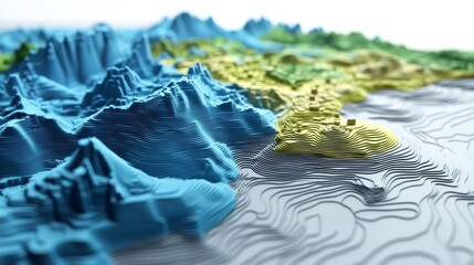 Obraz premium Visualization of topography and elevation in a 3D environment.