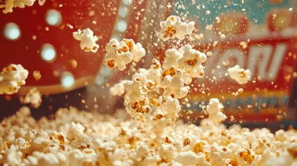Vintage Carnival Popcorn Bursting in Air