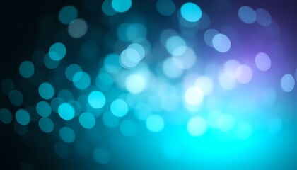Fototapeta premium Teal and Aqua Bokeh Lights on Black Gradient Dreamlike Abstract Design