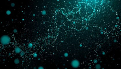 Dreamy Teal Particles in Space Abstract Glowing Bokeh Background