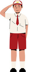 Obraz premium Vector Illustration of Elementary School Student Having a Flag Ceremony