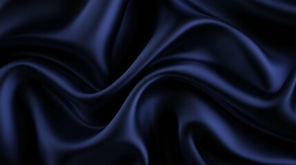 Fototapeta premium Abstract night blue silky wavy smooth fabric material background. Horizontal (16:9)
