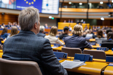 Fototapeta premium european elections concept. politicians from several european countries gathered together