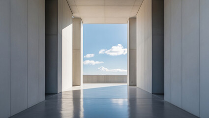 3d render of empty concrete interior space with sun light, Abstract architecture with cement structure