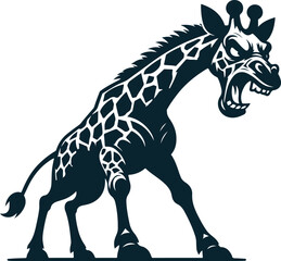 Angry Giraffe Silhouette Vector file. on white background