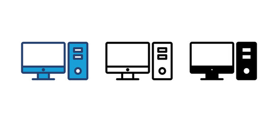 Computer icon vector. computer monitor icon vector.