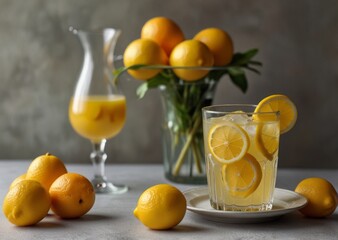Fototapeta premium lemonade with lemon slices