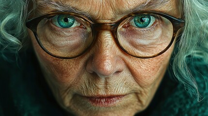   A close-up of a person in glasses, holding a green jacket over their shoulder