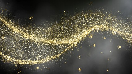 background of abstract glitter lights with smoke. gold and black. de focused. banner