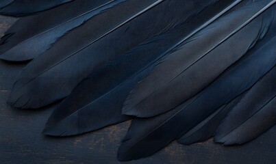 Halloween background with black crow feathers, Generative AI