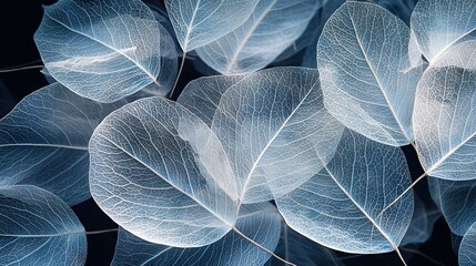 Obraz premium A sharp close-up of black-backgrounded leaves, blurred and in focus in the foreground
