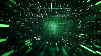 Obraz premium Abstract Digital Network with Glowing Lines and Data Flow