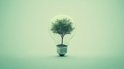 A conceptual image of a light bulb with a tree growing inside, symbolizing sustainable energy sources and eco-consciousness.