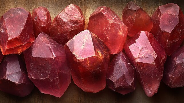 A Collection of Faceted Red Gems Displaying the Brilliance and Depth of Natural Crystal Formations