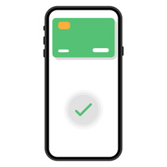 Payment Approve in Smartphone. Vector Illustration