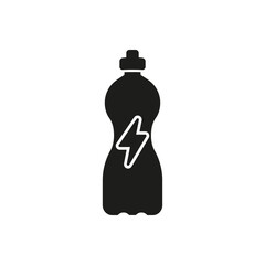 Energy Drink Bottle with Lightning Bolt Silhouette Icon. Refreshing Beverage Providing an Energy Boost. Isolated Vector Illustration