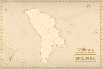 Fototapeta premium Map of Moldova in the old style, brown graphics in retro fantasy style