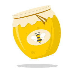 Floating honey jar cartoon vector icon illustration