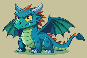 Naklejka premium A vibrant, cartoon-style dragon with bright colors and a quirky expression is ready for customization, Dragon Cartoon Illustration, Customizable