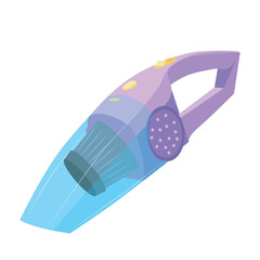 Car vacuum cleaner in flat design. Portable cleanup appliance with handle. Vector illustration isolated.