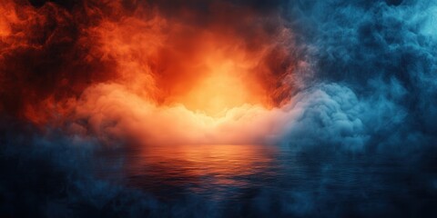 Digital Gradient Art in Blue and Orange Tones