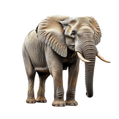 Fototapeta premium A majestic elephant standing proudly, showcasing its large ears and trunk. Captivating details emphasize its textured skin, embodying strength and grace in the animal kingdom.