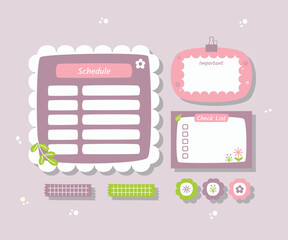 Spring-themed planner template with fresh doodle graphics for journaling, stickers, and scrapbooking.