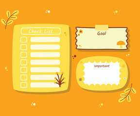 Autumn-themed planner template with doodle illustrations for journaling, stickers, and scrapbook projects.