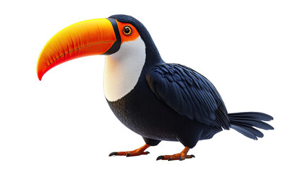 Fototapeta premium Colorful toucan bird with a large beak, isolated on white background.